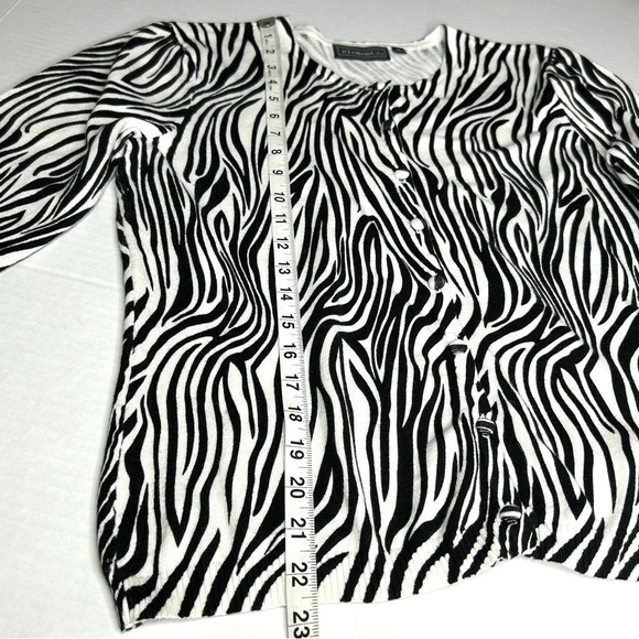 Elementz Medium Light Cardigan Pullover 3/4 Sleeve Black/White Zebra Print - Picture 7 of 10
